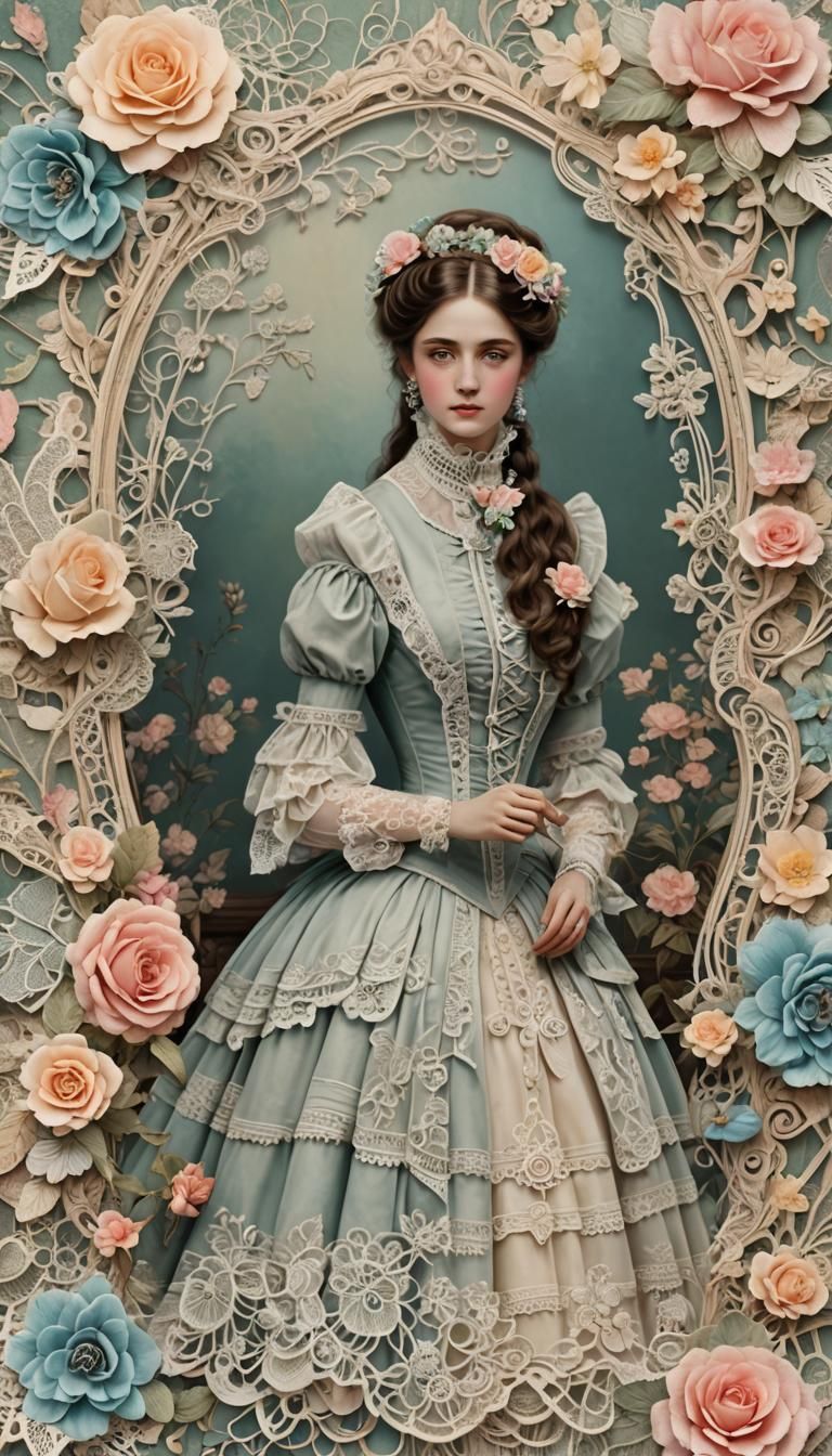 Victorian Lace Stationery Set in Pastel Palette