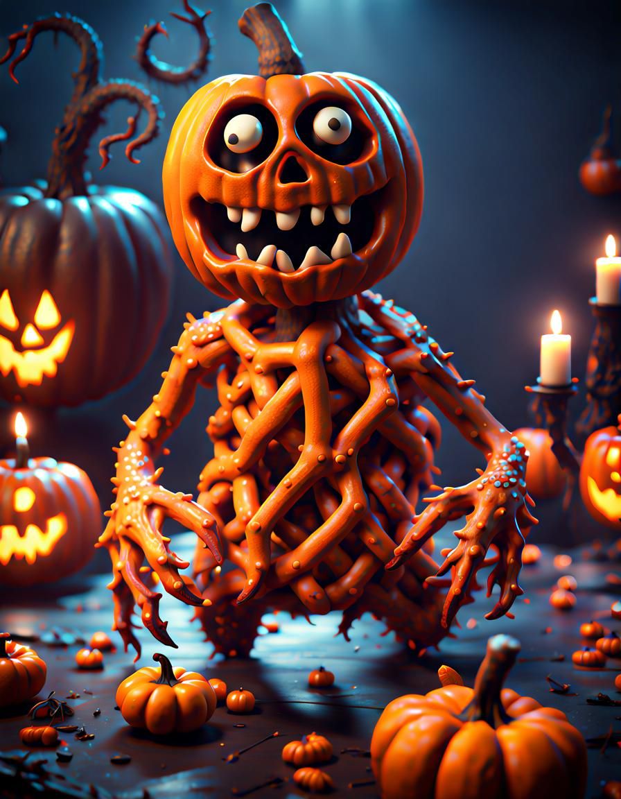Halloween Pretzel Monster in 3D Game Style