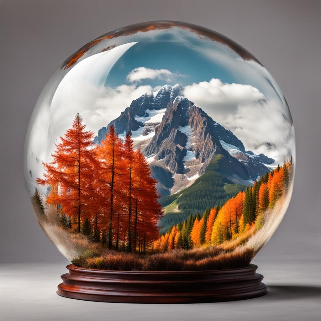 Insane Mountain Autumn Inside A Glass Globe 3