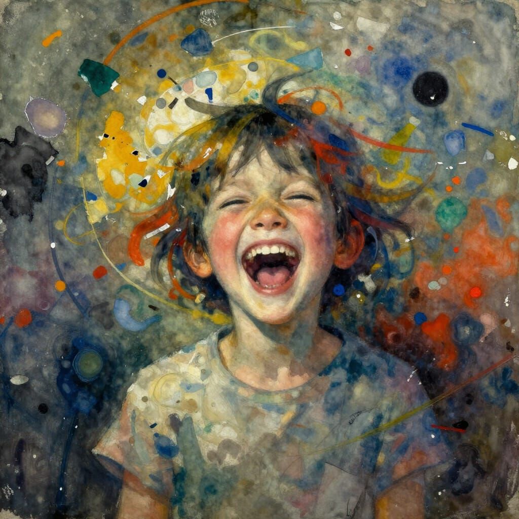 Abstract Child's Laughter: Vibrant Swirling Colors