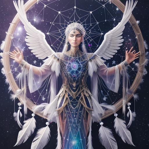 Cosmic Dreamcatcher in Crystal Orb, Astral Illustration
