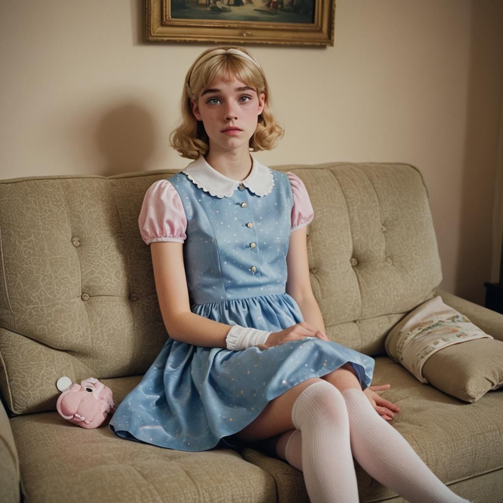 Crossdressing Teenager in Peter Pan Dress, Film Noir Style