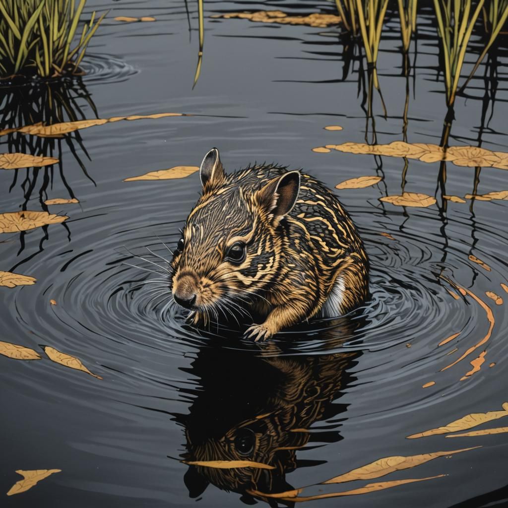 a bandicoot swimming in water