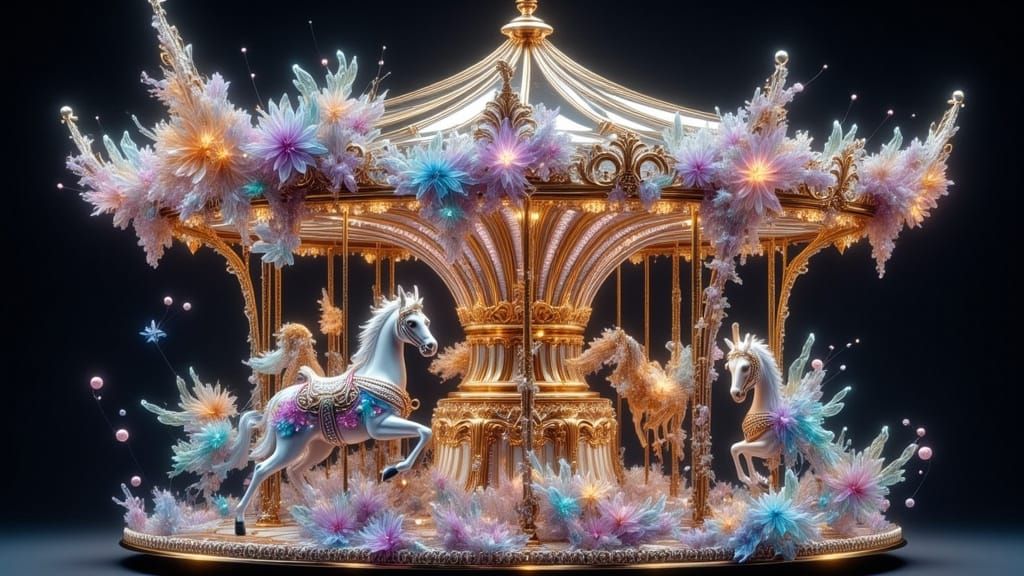 Opalescent Orchid Carousel in Hyperreal Style