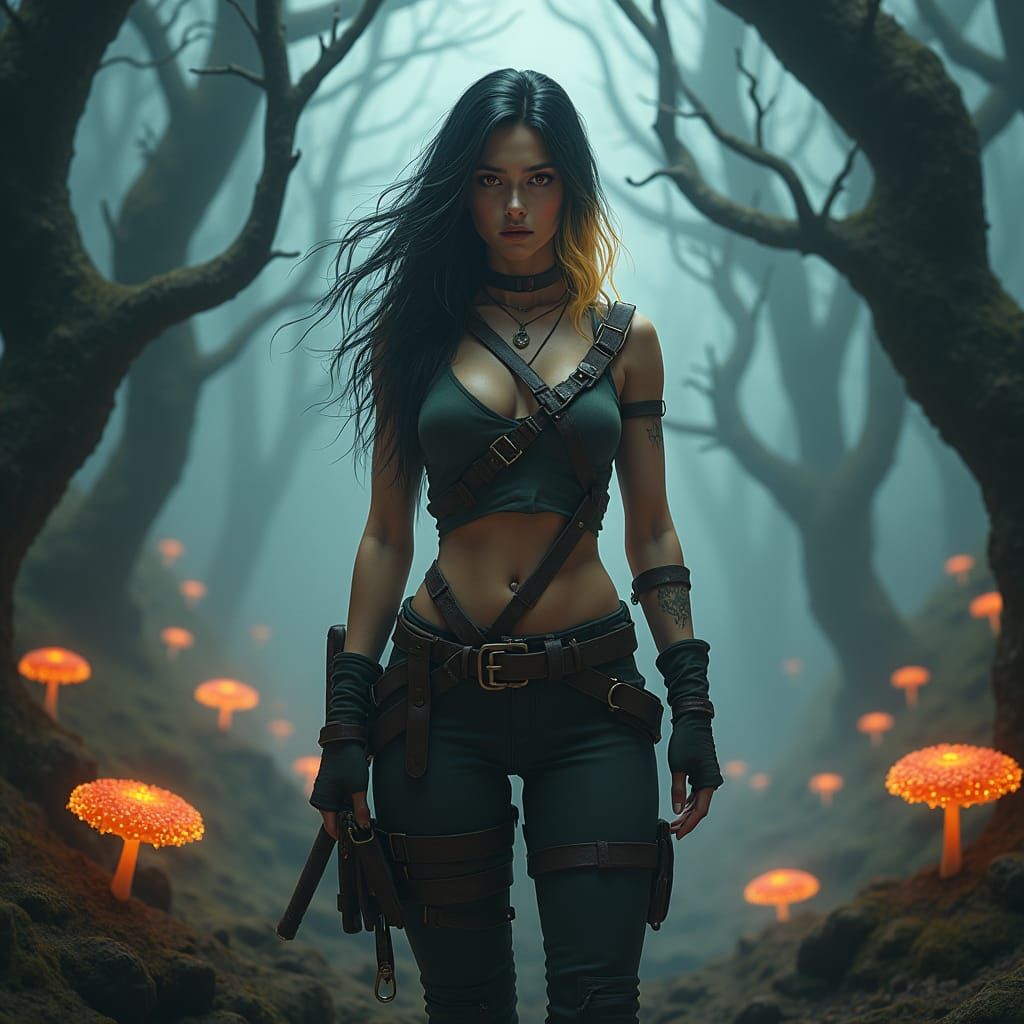 Mystical Earth Witch in Enchanted Forest