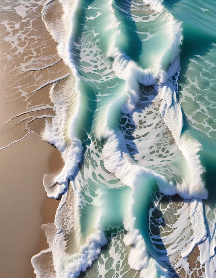 Aquamarine Ocean Wave Receding: Aerial View