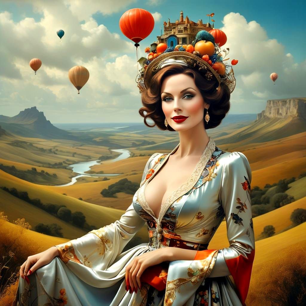 Ethereal Lady in a Vibrant Surrealist Paradise
