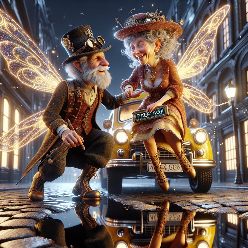 Steampunk old Fairy couple
