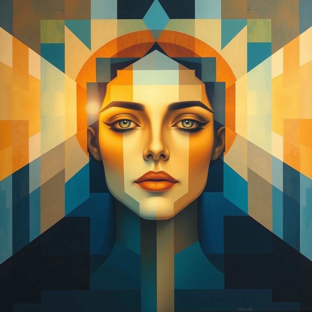 Ethereal Angelic Form in Geometric Harmony