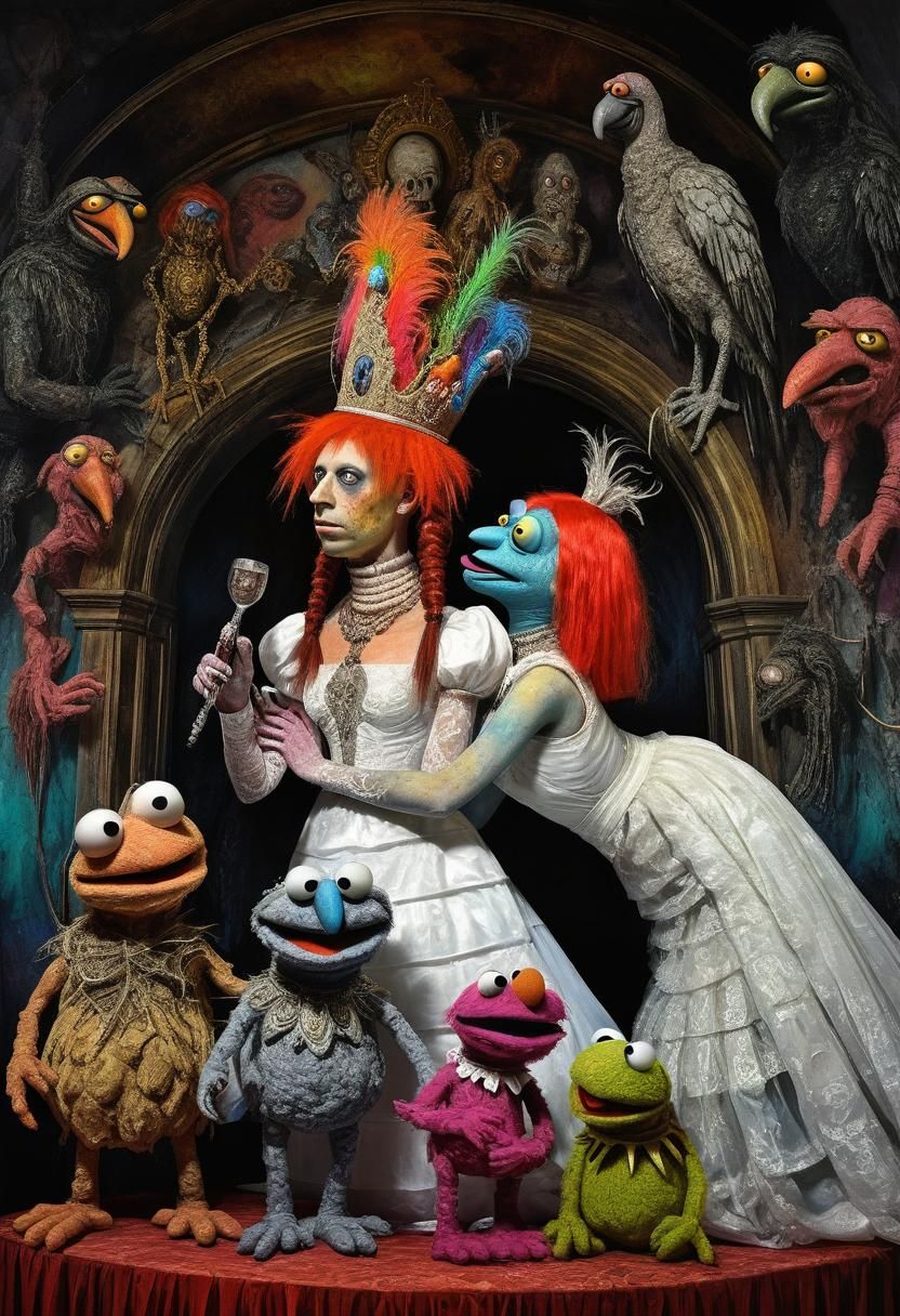 Pippi Longstocking's Cryptid Wedding: Surreal Digital Art