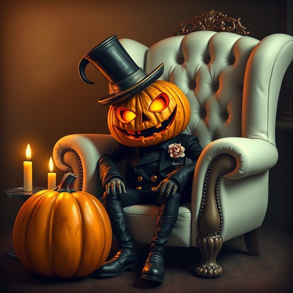 Jack O'Lantern Gentleman in Mystical Parlor