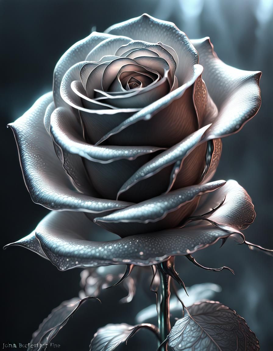 Transparent Silver Rose Portrait in Moody Lighting