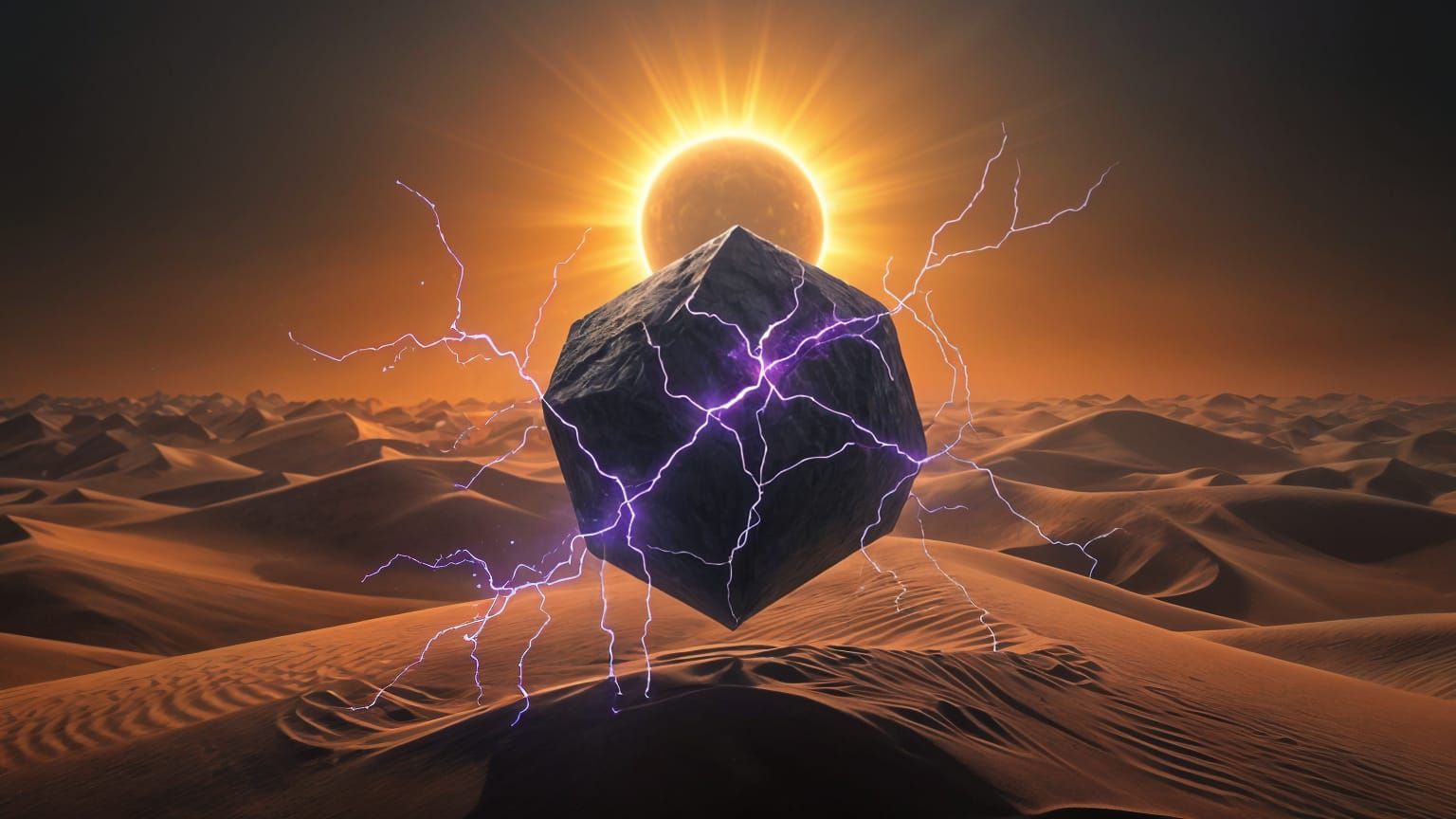 Pulsating Black Crystal Radiating Purple Aura