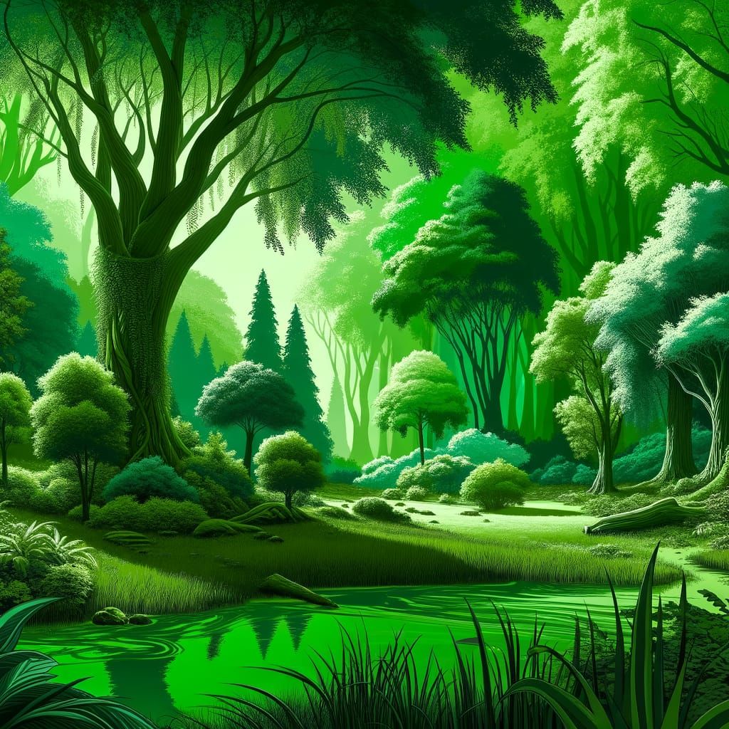 Green Oasis with Emerald Canopy and Ooze Splatter