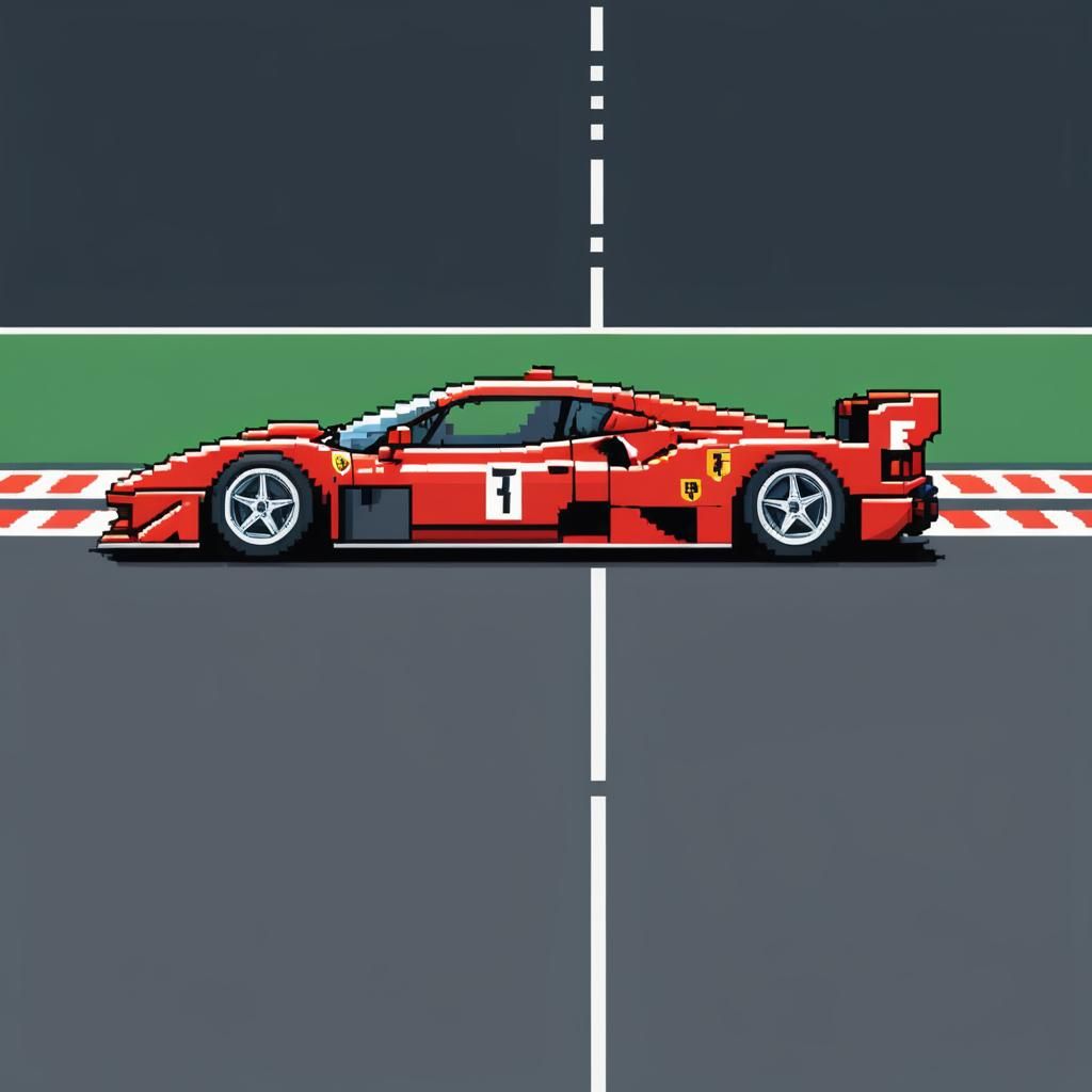 8-Bit Pixel Art Ferrari Race Car on Track
