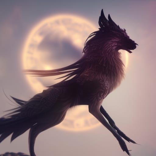 Gothic Fantasy Fox Portrait with Sequins and Gems