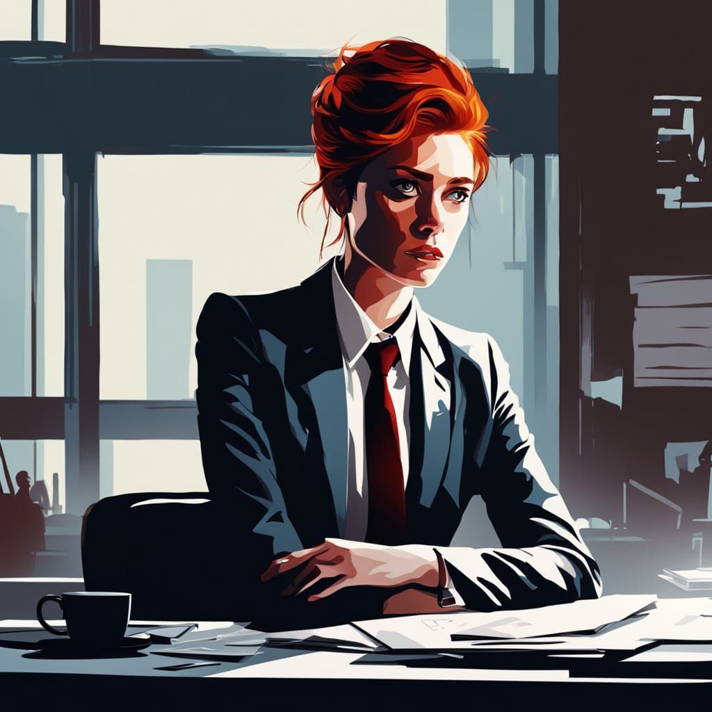 Vibrant Oil Painting Portrait of a Sharp-Dressed Young Woman