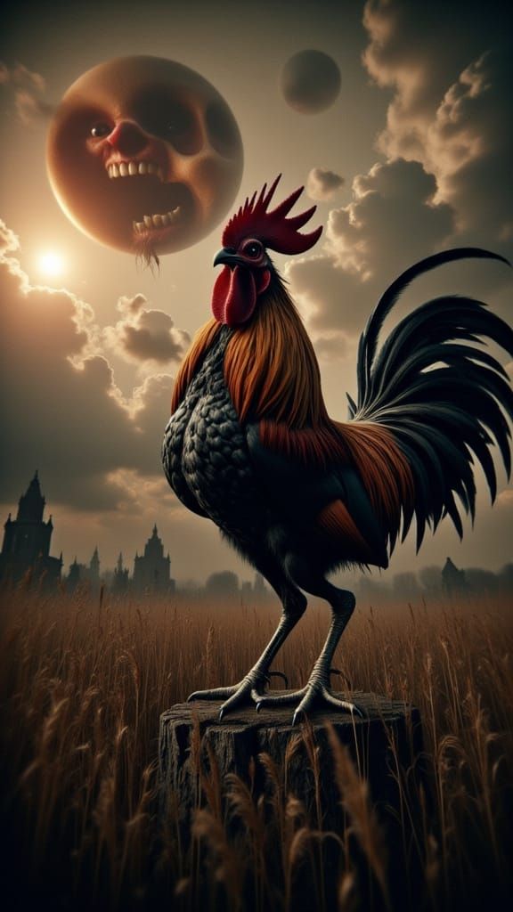 Frankenstein's Monster Rooster: A Dark Fantasy Creation