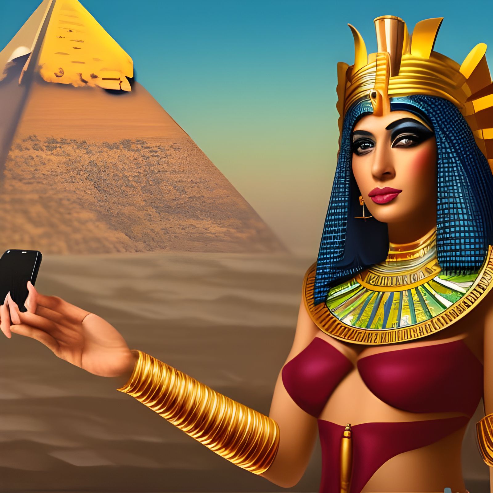 egyptian goddess mut takes a selfie