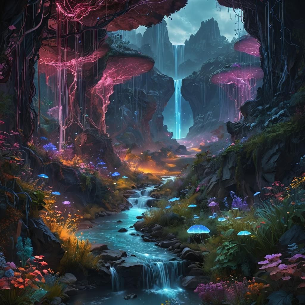 Ethereal Digital Landscape: Nature and Internet Converge