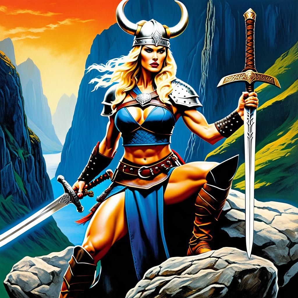 Pulp Fantasy Warrior and Blonde Woman