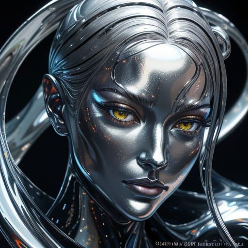 Gorgeous Figure with Liquid Metal Skin