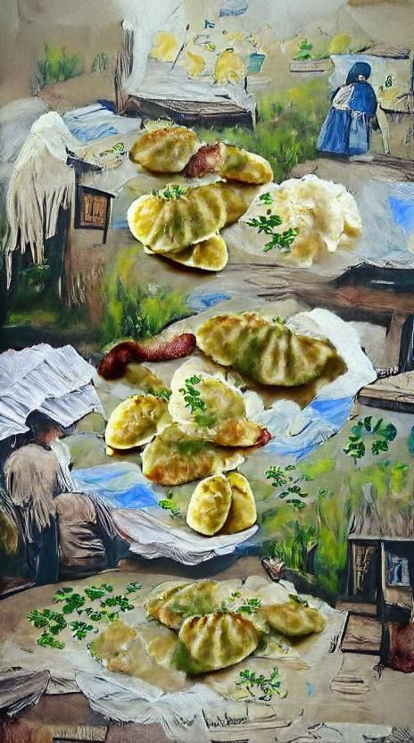 Ukrainian Pierogi Kitchen in Impressionist Style