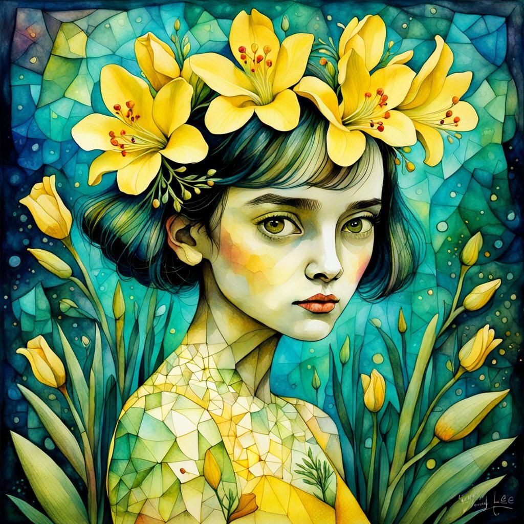 Magical Freesias: A Whimsical Alcohol Ink Illustration