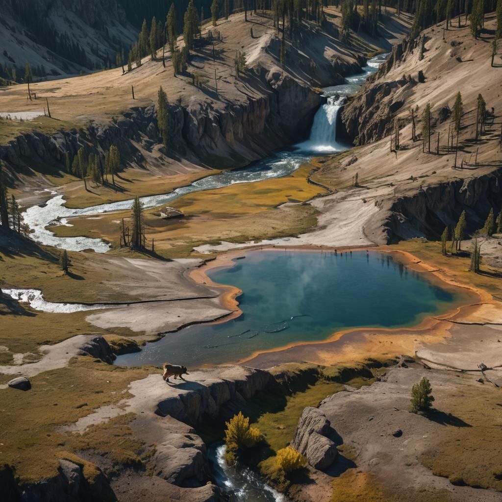 Wolf in Yellowstone: Detailed Matte Painting