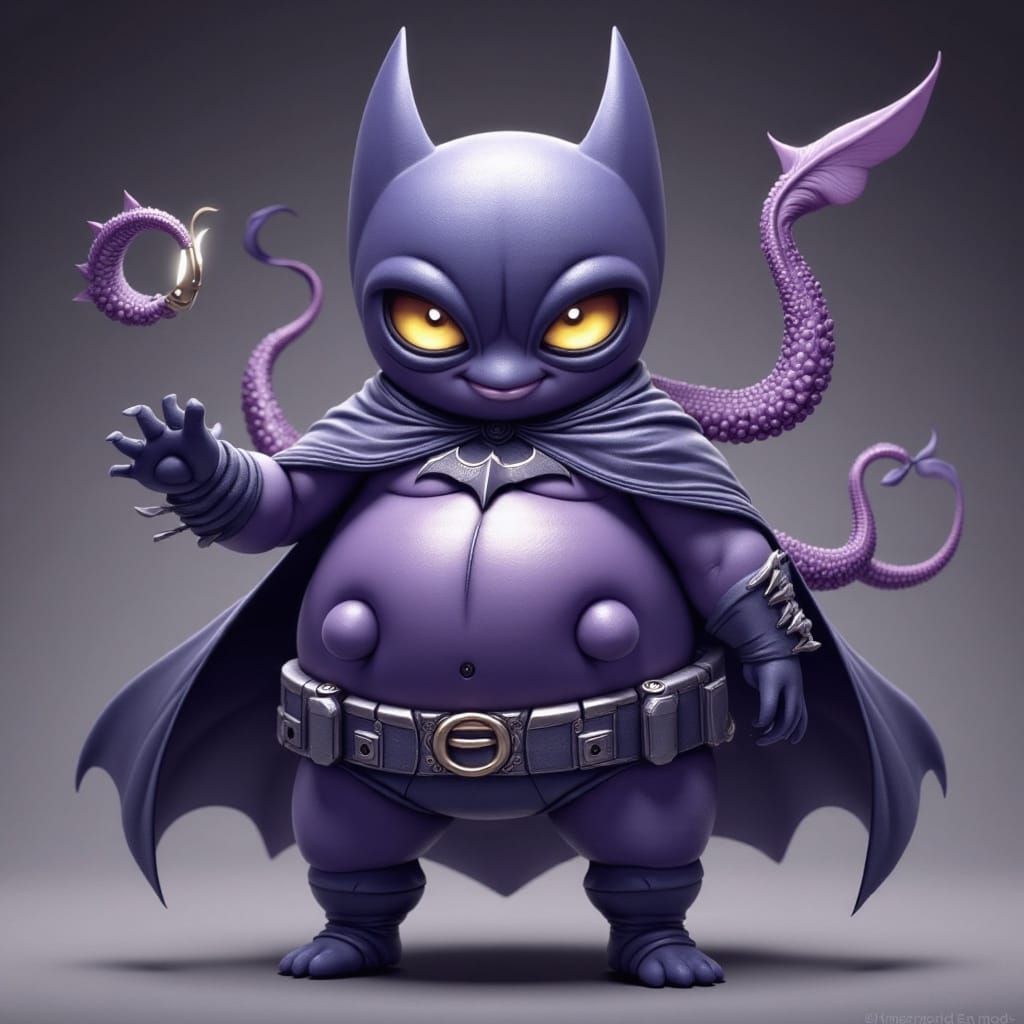 Chibi Octopus as Batwoman in Comic Style
