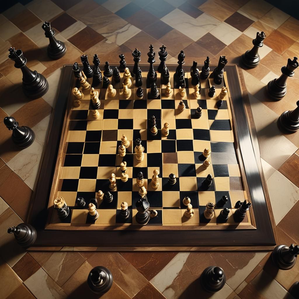 Cinematic Ebony Chessboard in Vintage Room