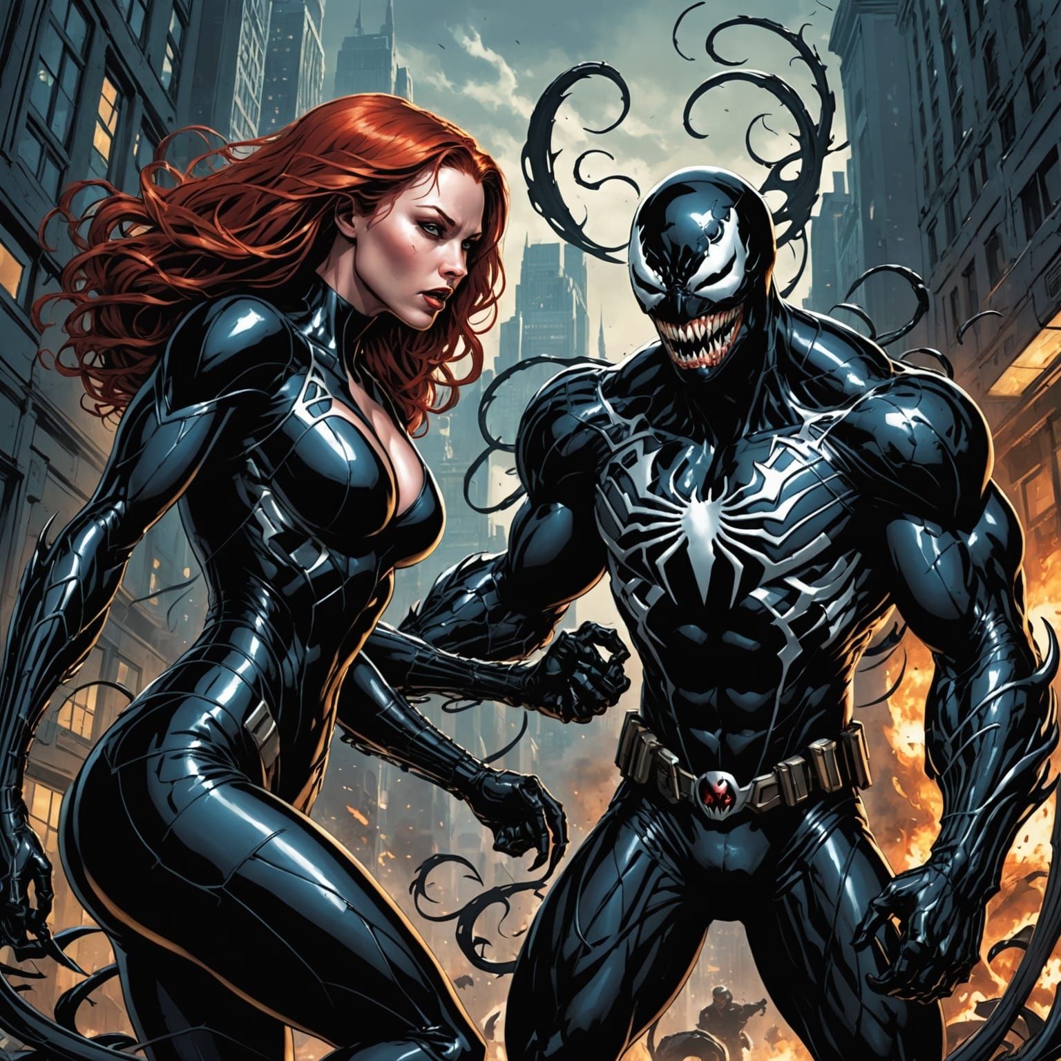 Venom Symbiote Assimilates Black Widow: Comic Book Art