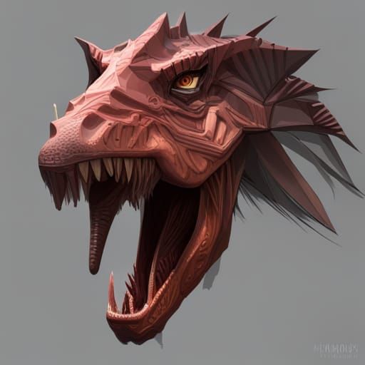 Hyperdetailed Dinosaur Portrait in Art Nouveau Style