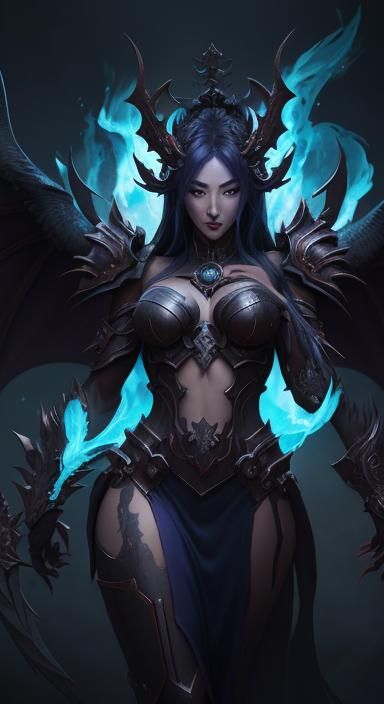 Korean Woman with Dragon: Dark Fantasy Concept Art