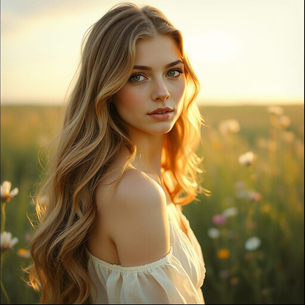 Botticelli-esque Portrait of a Golden-Haired Woman