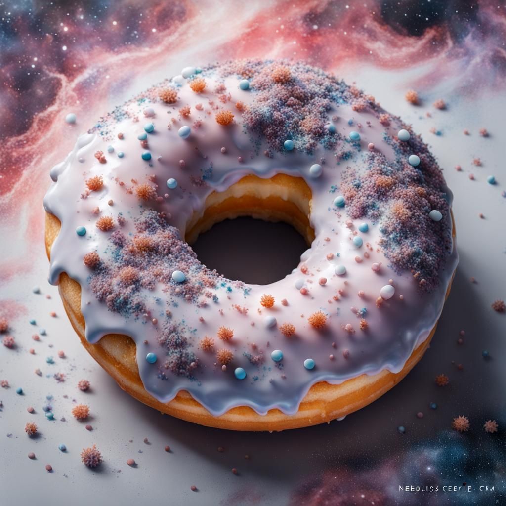 Cosmic Donut with Star Sprinkles in Deep Space