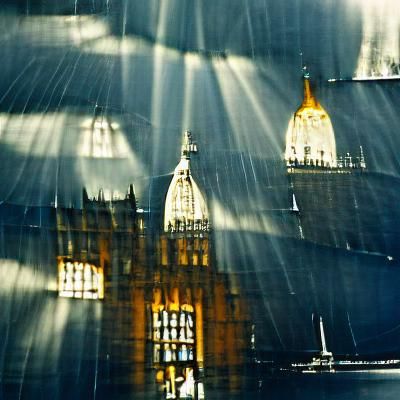 Houses of Parliament: Film Noir London in Rain