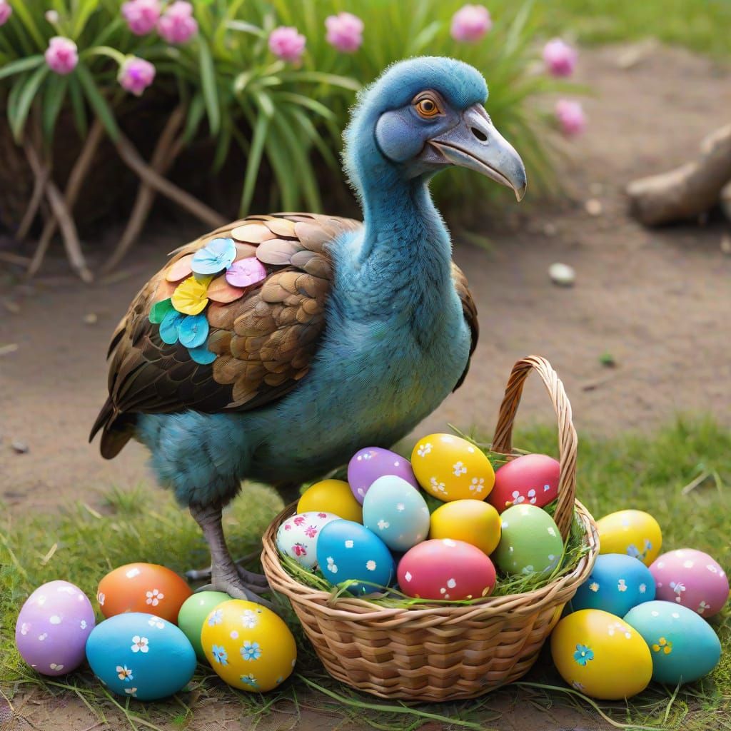 Easter Dodo Bird Delights with Colorful Egg Basket