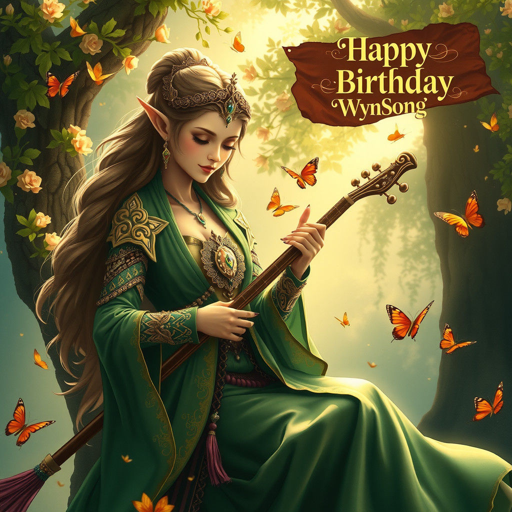 Elven Princess Plays Sanshin in Enchanted Forest