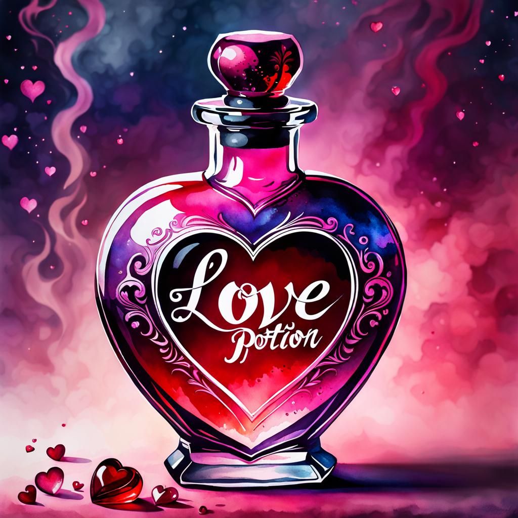 Watercolor Love Potion in Gothic Art Style
