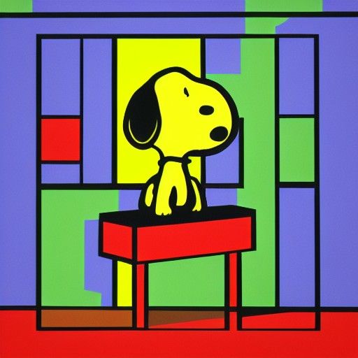 Snoopy Pop Art Screen Print in Bauhaus Style