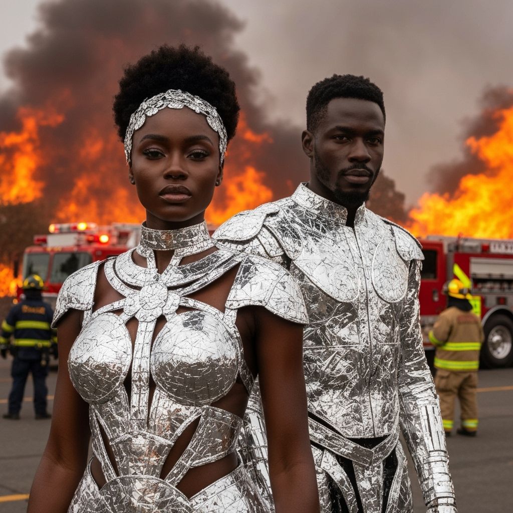 Futuristic Couple Amidst California Wildfires
