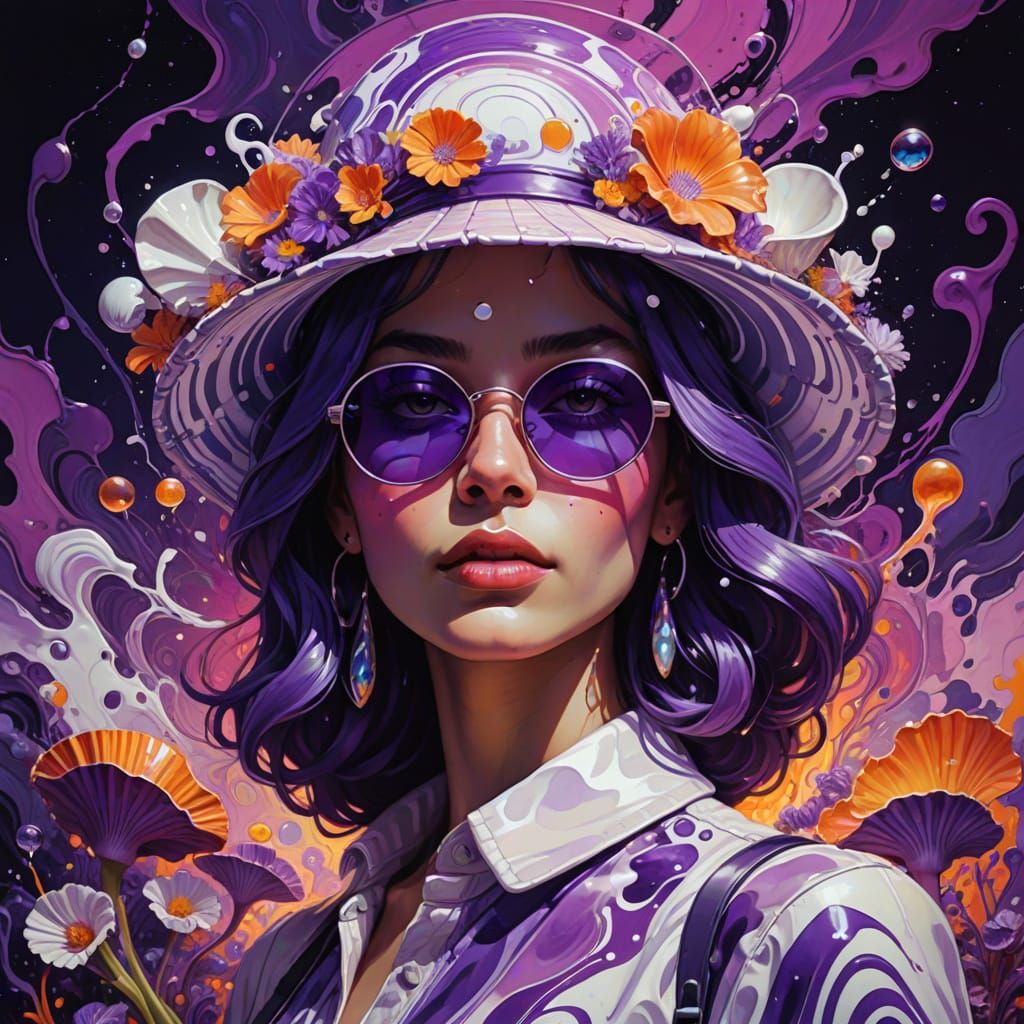 Psychedelic Portrait of Woman with Melting Effects