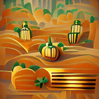 Art Deco Pumpkin Patch Illustration
