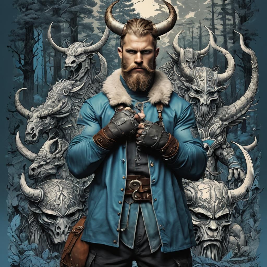 Viking Warrior in Dynamic Action Pose