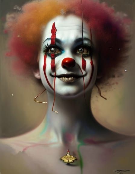 Adorable Clown in Hyperrealistic Digital Art Style