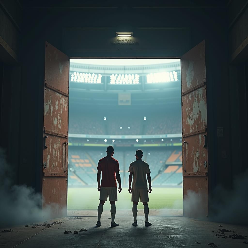 Soccer Stars at Abandoned Stadium: Matte Painting