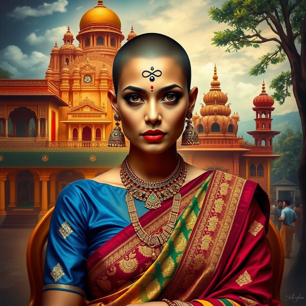 Regal Indian Beauty with Infinity Tattoo
