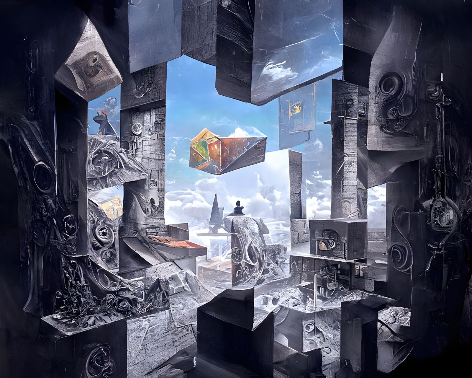 Enigmatic Hypersurrealism in Complex Digital Illustration