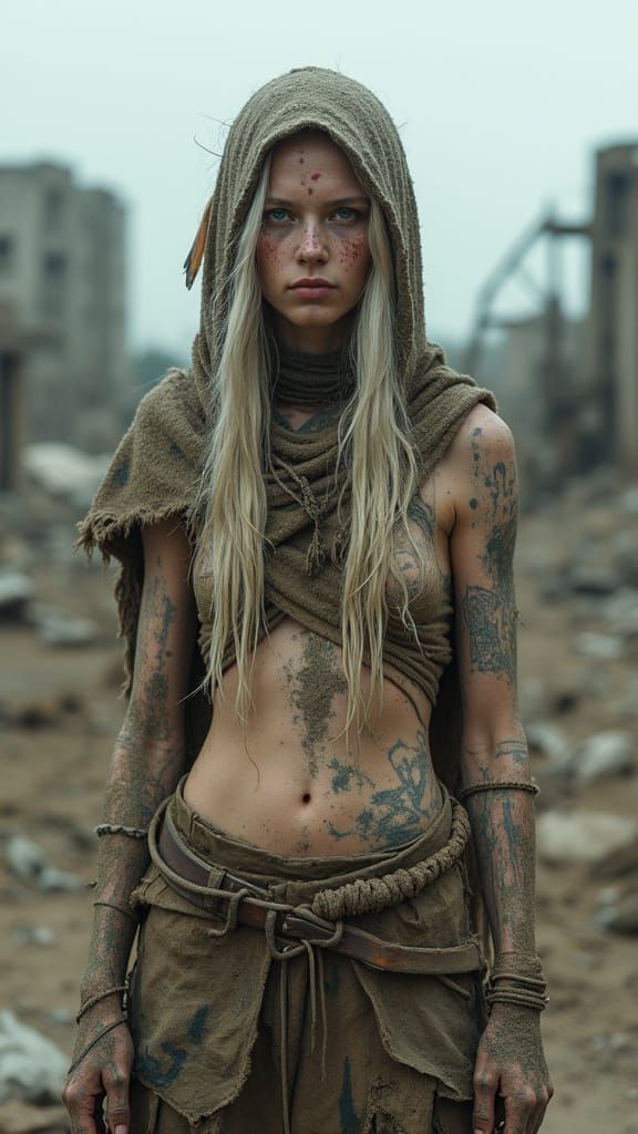Albino Wasteland Huntress in Ruined City